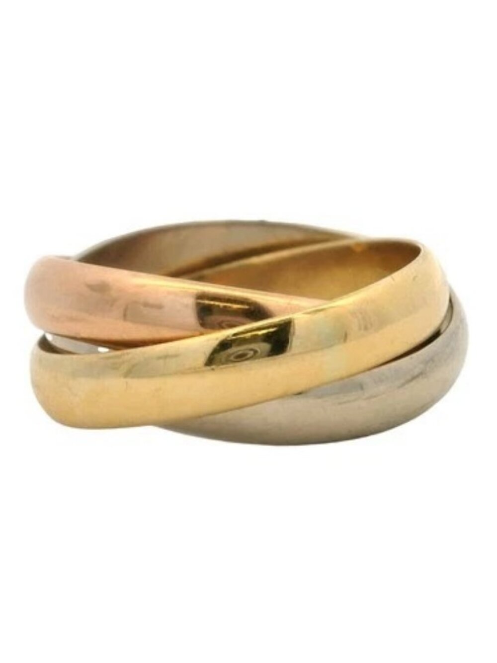 Vintage 1980-90s Cartier 18kt Tri-Tone Gold Les Must de Trinity Ring Size 52/6
